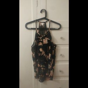 Sheer Floral Draped Tank